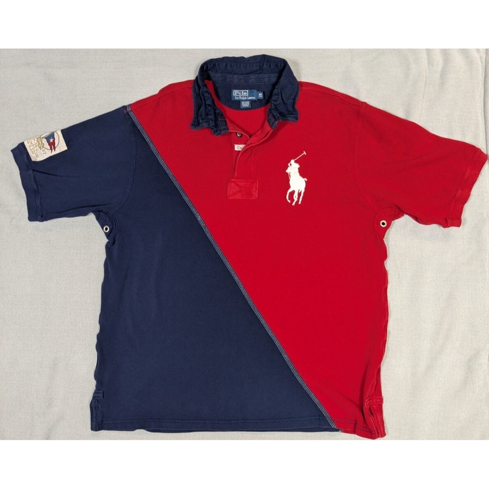 Polo Ralph Lauren Shirt Mens XLT Blue Big Pony Rugby Yacht Club Flag Preppy